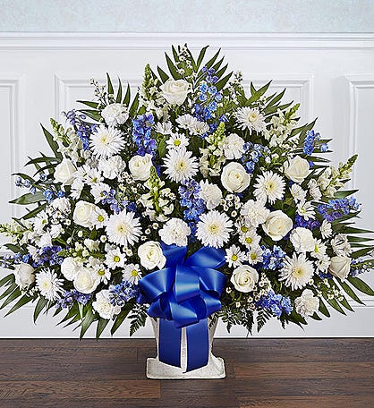 Blue Funeral Flowers, Blue & White Sympathy Flowers